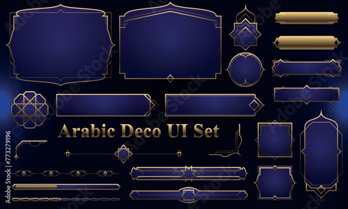 Set of Art Deco Modern User Interface Elements. Fantasy magic HUD with arabian elements. Template for rpg game interface. Vector Illustration EPS10 (ID: 773279196)
