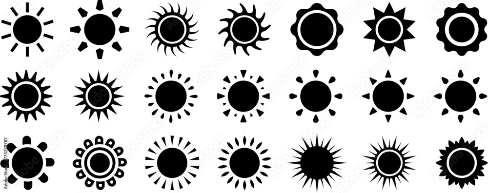 Set of sun icons - vector. Set of sun icons - vector.