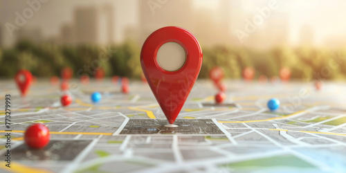 3d red location pin on the map, Adventure, discovery, navigation, communication, logistics, geography, transport and travel 