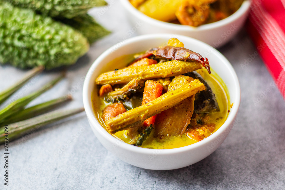 selective focus of famous Bengali recipe 