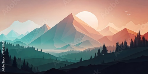 mountain peaks and trees in the forest