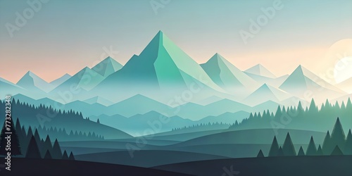 mountain peaks and trees in the forest © night