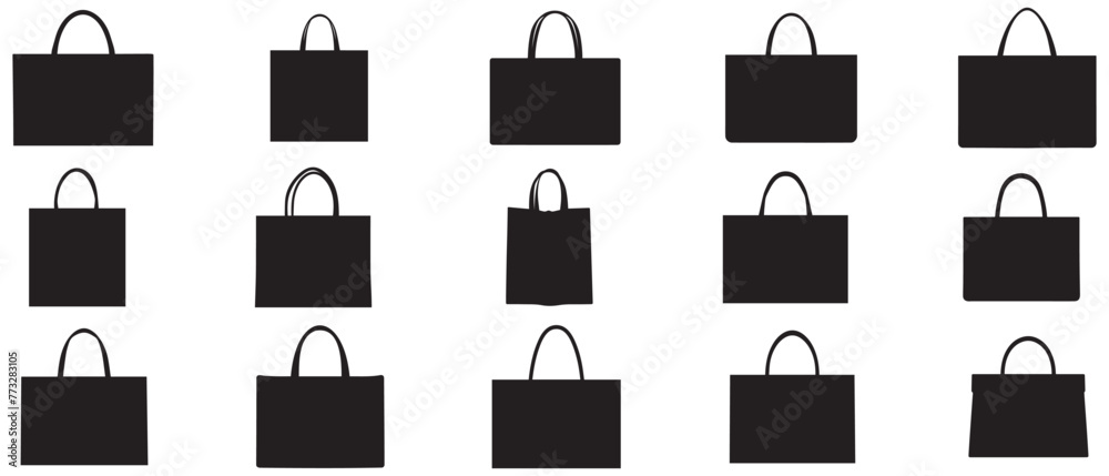 Shop bag black icon box pack vector design. Shop bag black icon box pack vector design.