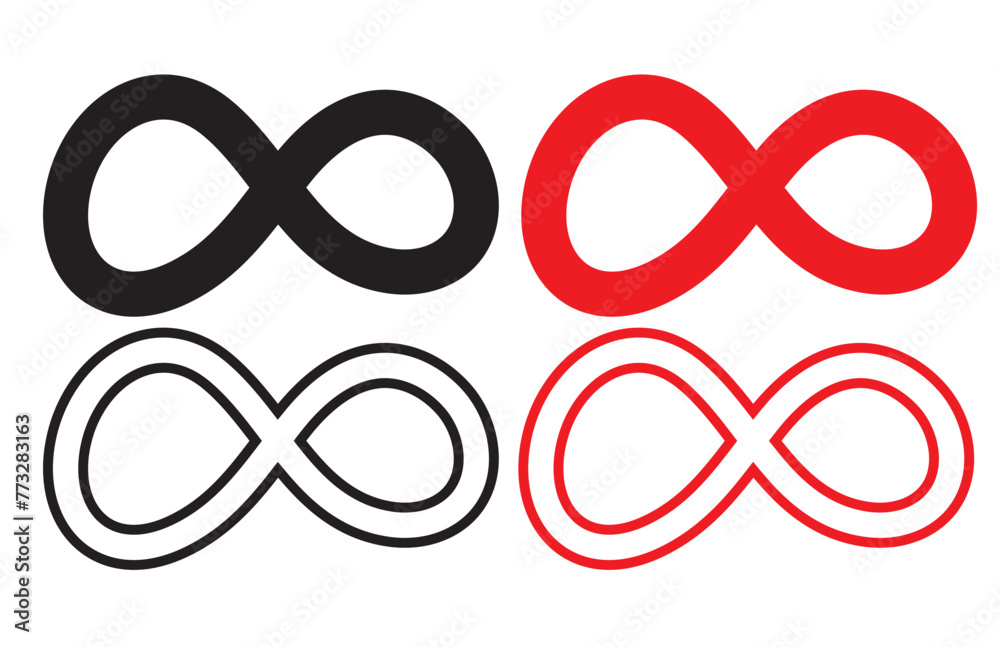 Vector icons, symbols of loop and infinity. Infinity shape icon set endless vector illustration. 11:11 Vector icons, symbols of loop and infinity. Infinity shape icon set endless vector illustration. 11:11