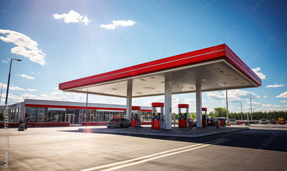 Gas station during summer sunny day