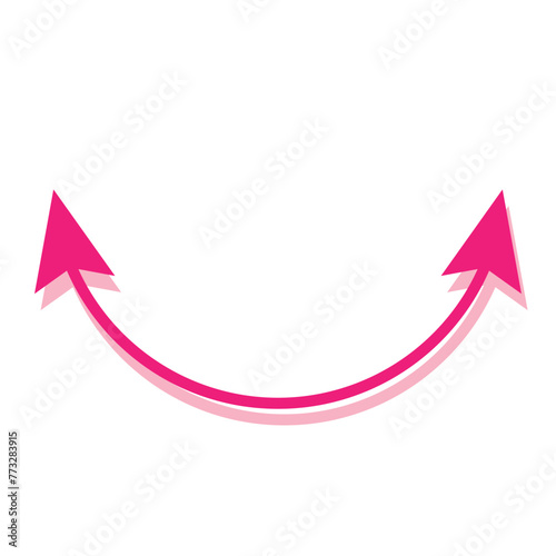  coloring Dual semi-circle arrow. Vector illustration. Semicircular curved thin long double-ended arrow.