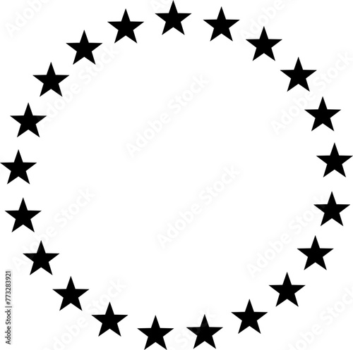 Stars arranged in a circle.  Black star shape  circular frame  frame vector image