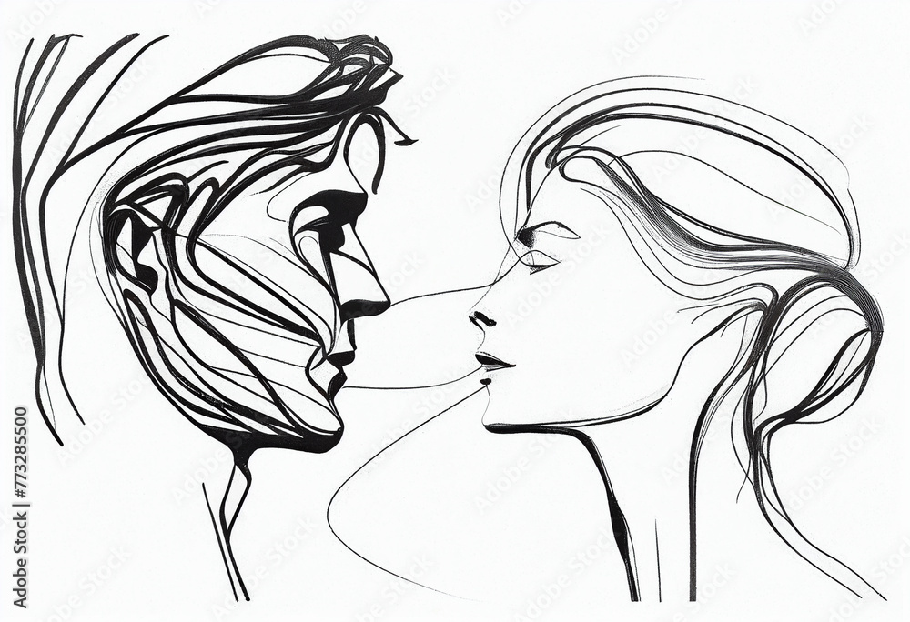 Portrait of a couple in Amaze Art style. AI Generated Portrait of a couple in Amaze Art style. AI Generated