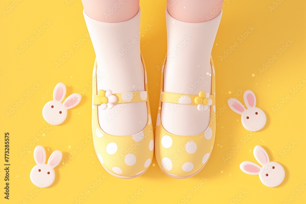 cute toddler shoes on pastel floor