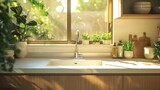 Kitchen sink with a neutral palette highlighting clean design