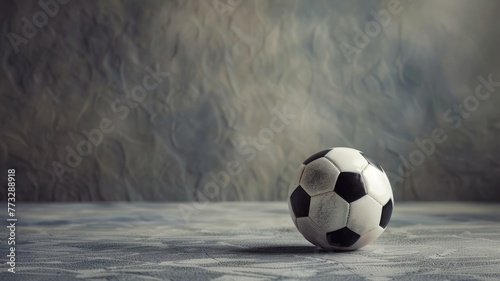 Artistic shot of a football on grey background.