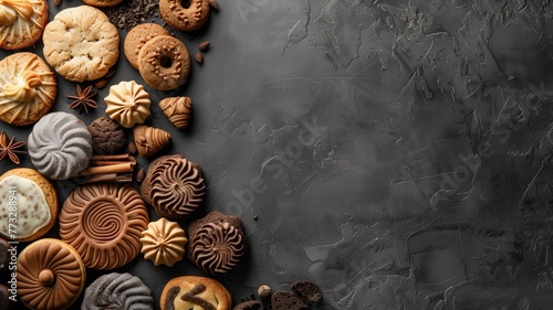 Elegant variety of biscuits with diverse textures and shapes.