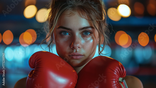 Young woman boxer: 20-year-old,generative ai © Krisana