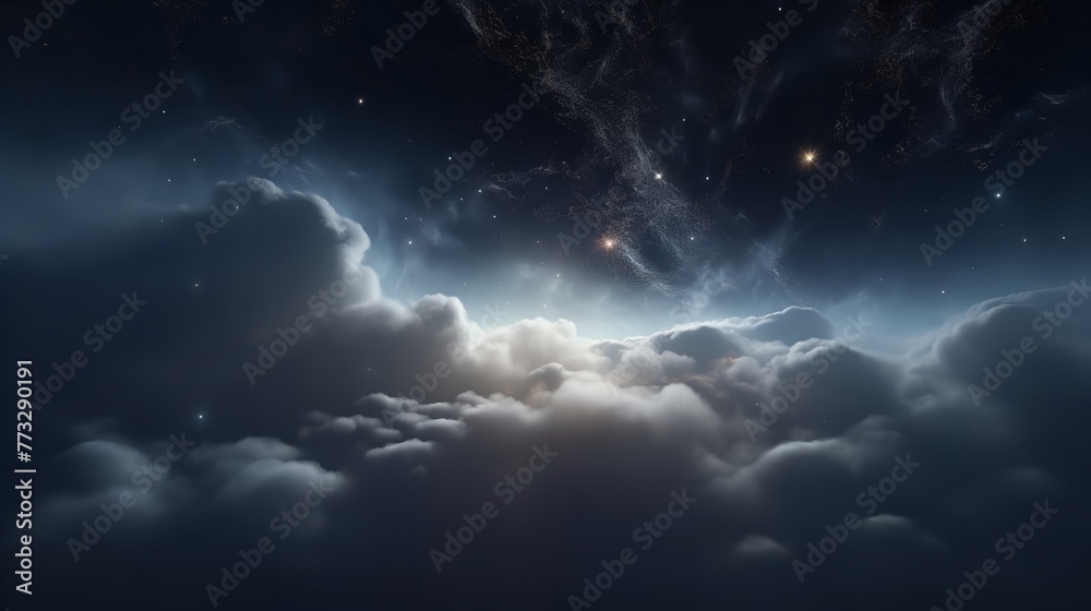 Smoke on the Background of the Night Sky with Stars