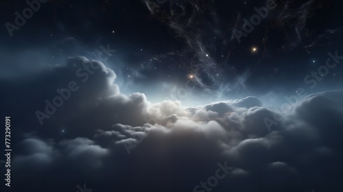 Smoke on the Background of the Night Sky with Stars