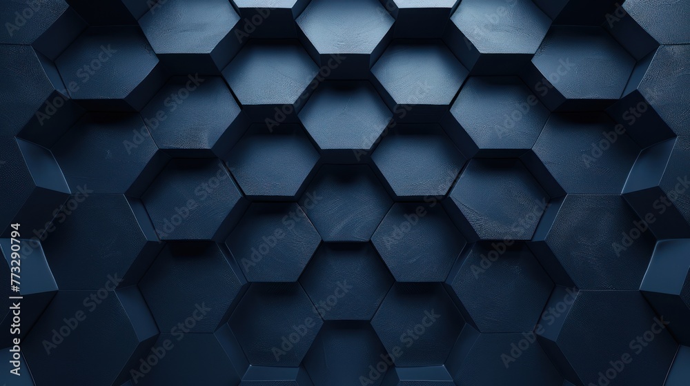 Hexagonal dark blue navy background texture placeholder, radial center space, 3d rendering backdrop Hexagonal dark blue navy background texture placeholder, radial center space, 3d rendering backdrop