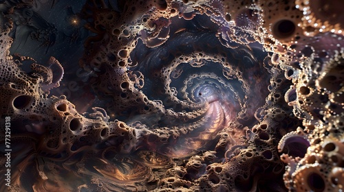 Cosmic Gateway:A Mesmerizing Vortex of Dimensional Patterns and Ethereal Textures Unfolding into the Universe