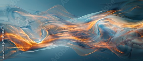 A digital abstract design of blue and orange waves symbolizing energy and movement
