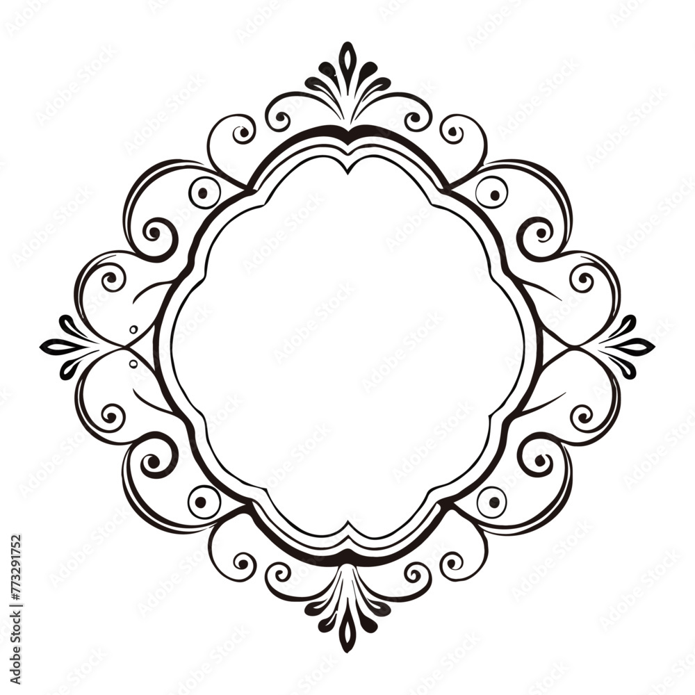 Vector of calligraphic decorative black frames isolated on a white background.
