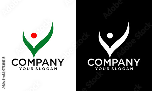 Medical care vector logo template. This design use hand symbol. Suitable for health business.