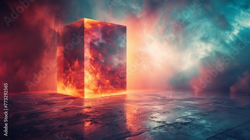 abstract background of cube in flames