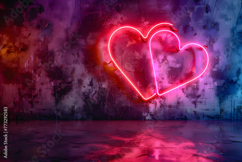 Heart neon light shaped on background.