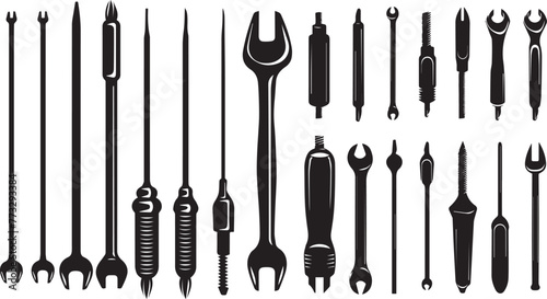 Set of Beautiful Wrench Vector illustration.  Silhouette Screwdrivers vector design
