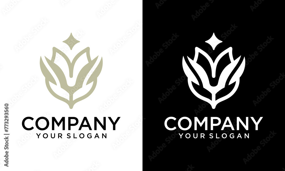 Lotus Flower Logo abstract Beauty Spa salon Cosmetics brand Linear style. Looped Leaves Logotype design vector Luxury Fashion template.