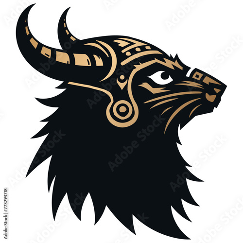 This compelling artwork features an anthropomorphic rat as a formidable Viking warrior. Captured in a bold graphic style, the rat dons a traditional Viking helmet, complete with ornate decorations sig