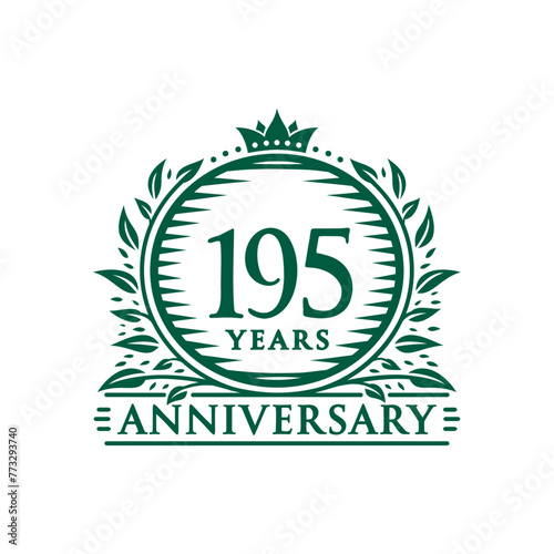 195 years celebrating anniversary design template. 195th anniversary logo. Vector and illustration.
