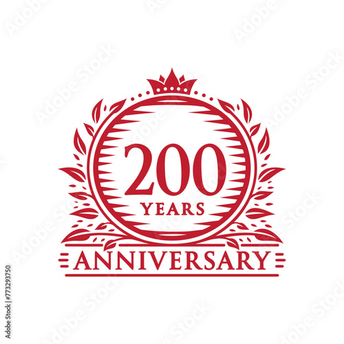200 years celebrating anniversary design template. 200th anniversary logo. Vector and illustration.
