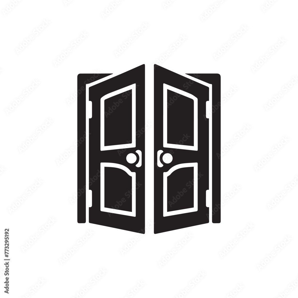 Open double door icon vector Open double door icon vector