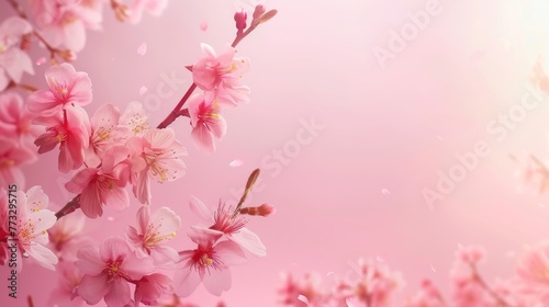 Spring Symphony  Delight in the Harmony of Sakura Blossoms  Witnessing a Flourishing Floral Explosion with Pink Cherry Flowers on a Soft Background  Capturing the Serene Beauty of Nature s Spring