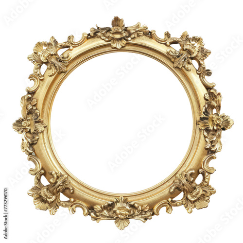 Gold baroque frame isolated on transparent background