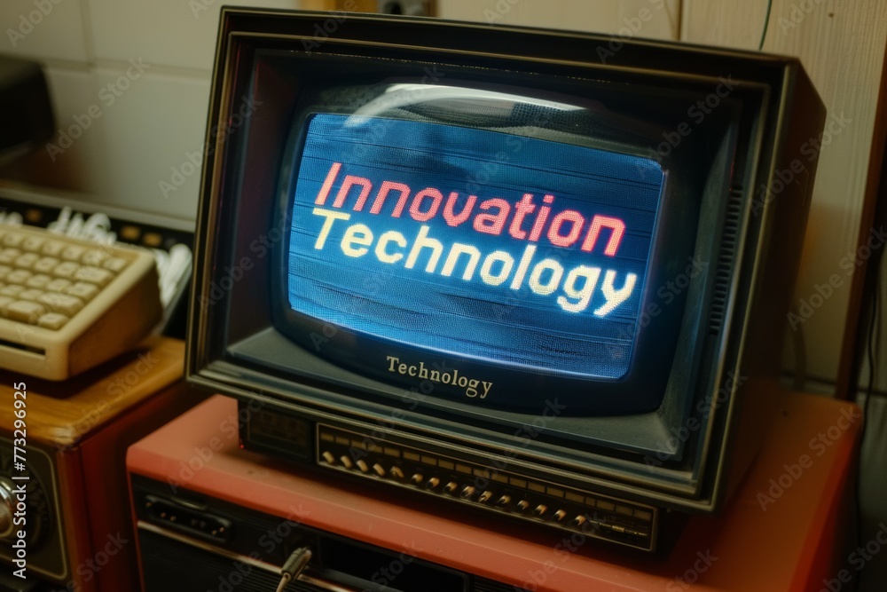 Innovation and technology text on an old television
Innovation and technology text on an old television