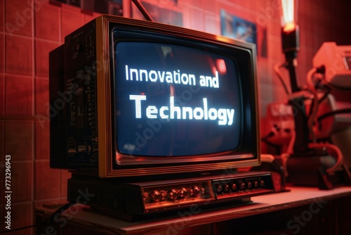 Innovation and technology text on an old television 