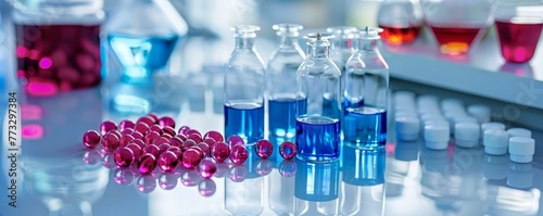 Pharmaceutical lab discovery, compounds combined, diseases defeated photo