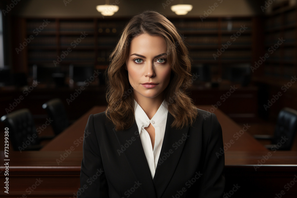 Generative AI photo of attractive successful confident woman worker in library college or university Generative AI photo of attractive successful confident woman worker in library college or university