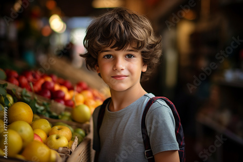 Smiling person enjoying a day at the farmers market generative AI image