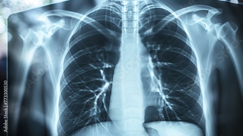 Detailed Chest X-ray with Rib Cage photo