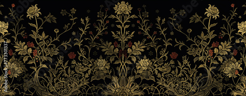 Persian wallpaper design, Achaemenid Empire. Intricate design and scrolling floral motifs. Vibrant resource background.	