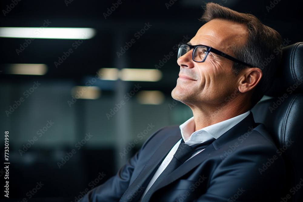 Fototapeta premium Corporate meeting with successful business people in modern workstation building Generative AI