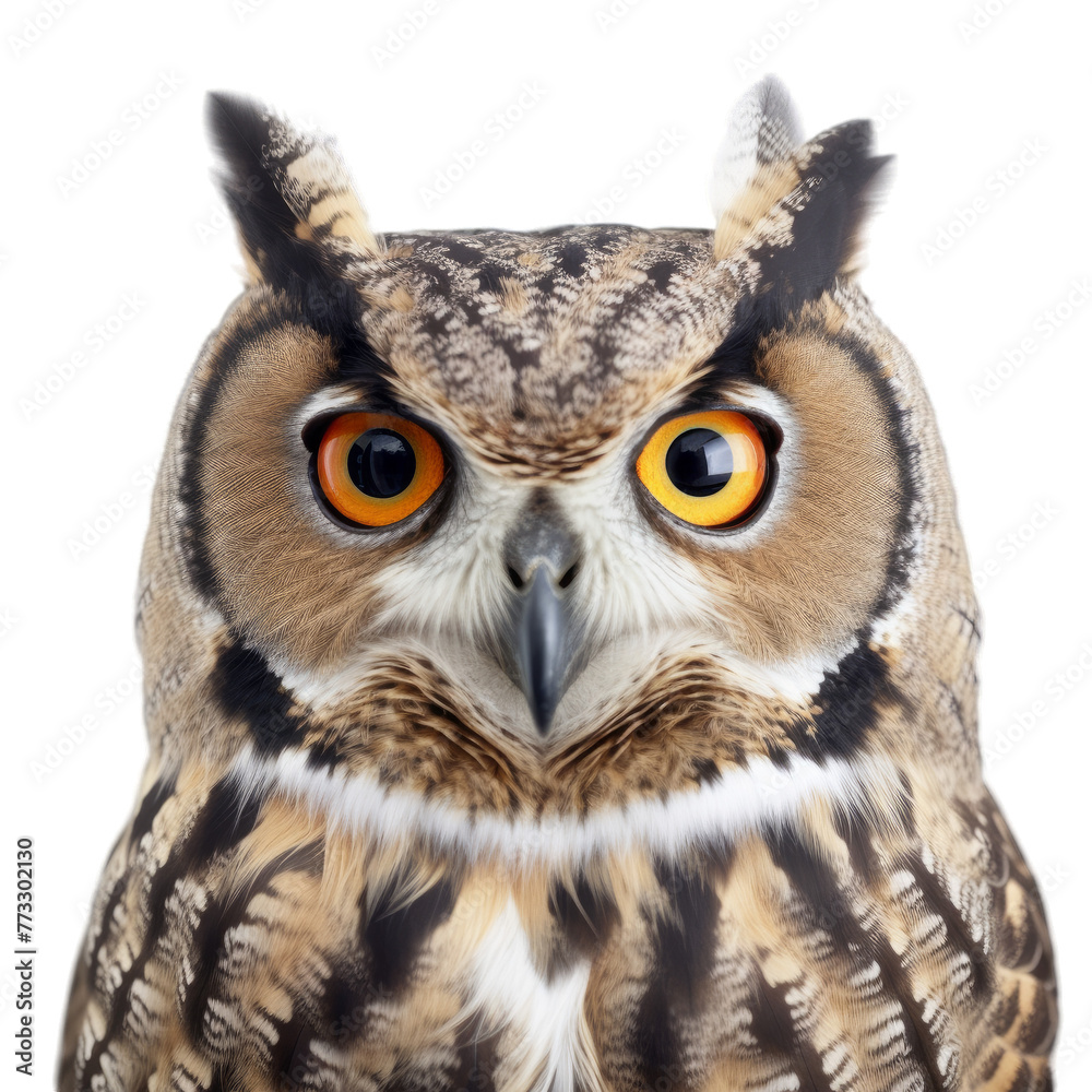 Obraz premium A portrait of an owl isolated on a transparent background