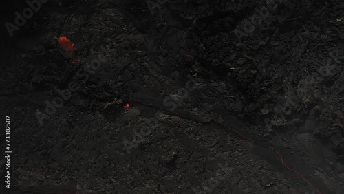 Aerial view of the volano in Iceland, close-up of lava field photo