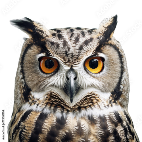 A portrait of an owl isolated on a transparent background