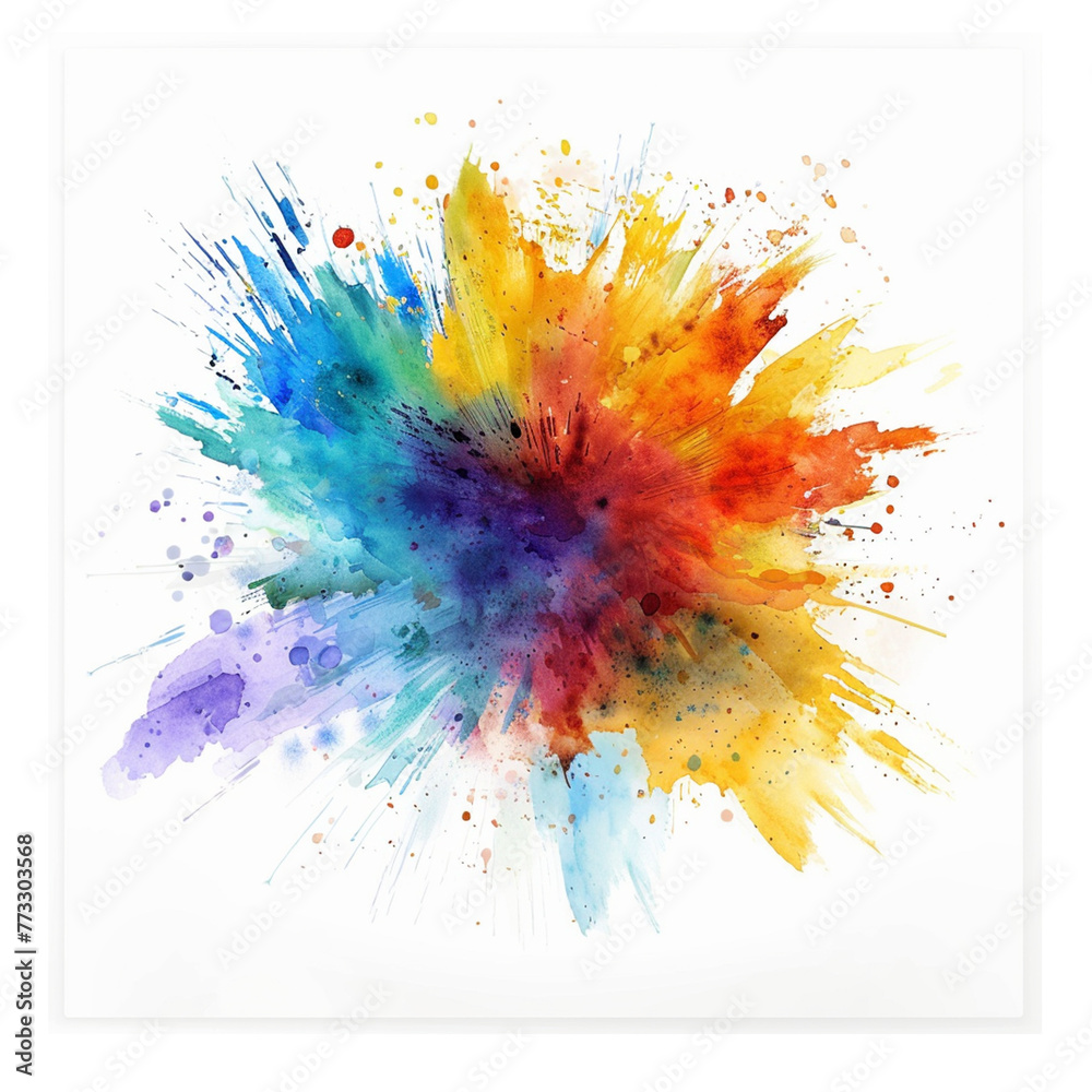 Abstract bright colorful powder. Abstract color powder splatted on background, freeze motion of color powder explosion and multicolored texture. Sticker, t-shirt design.