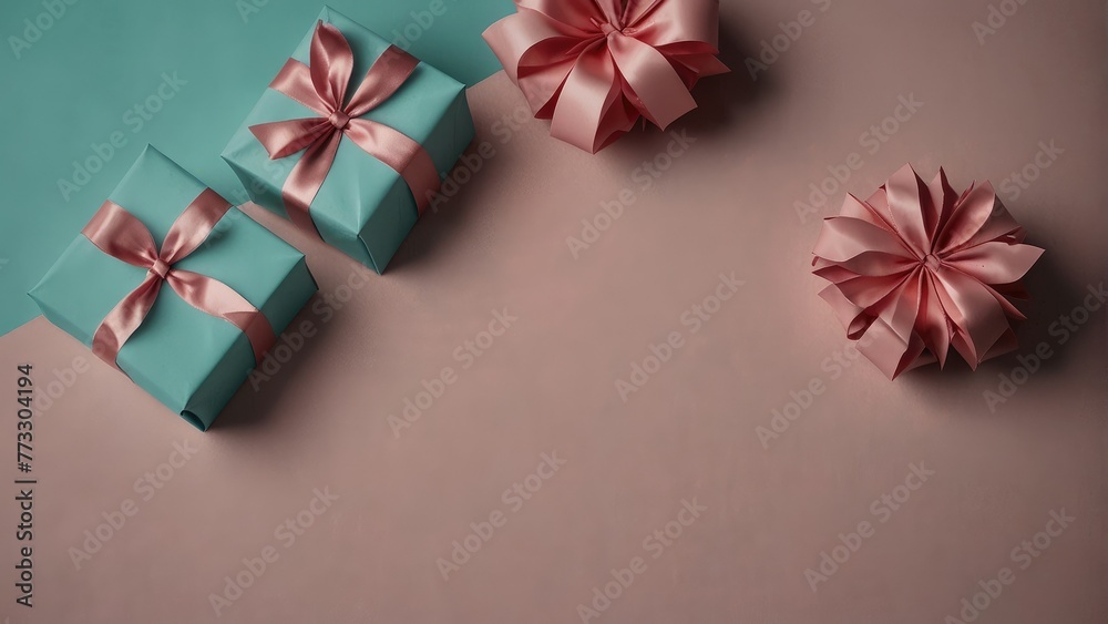 Whispers of Spring Turquoise Paper Setting adorned with Pink Tulips and Gift Boxes
