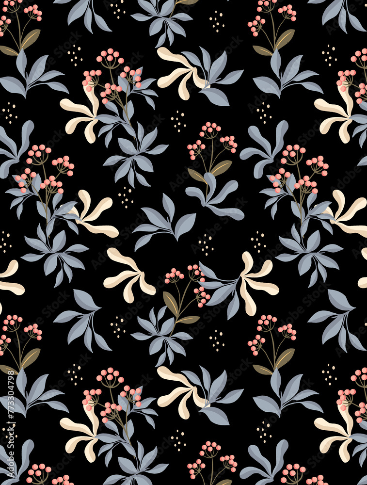 A amazing floral seamless chintz pattern for design prints with black background 