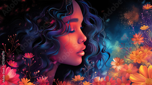 woman's day colorfull background illustration,generative ai