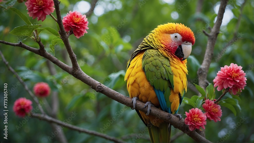 Naklejka premium red and yellow macaw